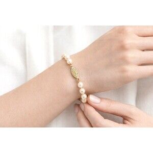 Vintage Faux Pearl Bracelet Gold Tone Filigree Clasp 7.5” Bridal